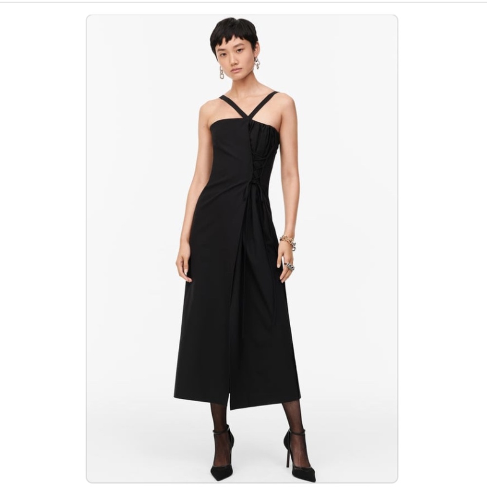 NWT - ZARA LIMITED EDITION DRESS WITH LACE-UP DETAIL - BLACK - L